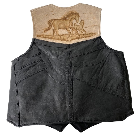 Kids Vintage Western Horse Stallion Genuine Authentic Suede Leather Vest Size 6 - Picture 6 of 9